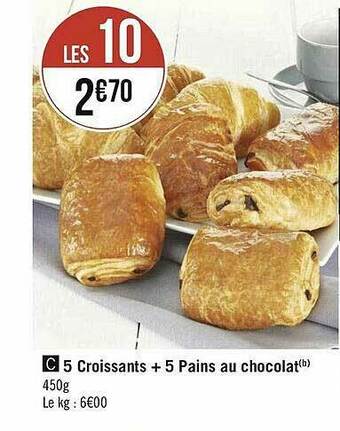 5 Croissants + 5 Pains Au Chocolat