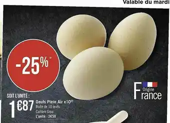 Géant Casino Oeufs Plein Air X10 offre