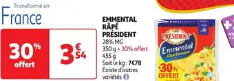 Auchan Emmental râpé président offre