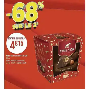 Géant Casino Mini Roc Lait Côte D'or offre