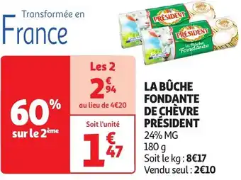 Auchan La bûche fondante de chèvre président offre