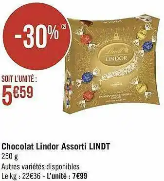 Géant Casino Chocolat Lindor Assorti Lindt offre