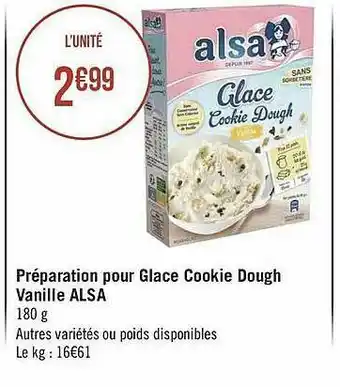 Géant Casino Préparation Pour Glace Cookie Dough Vanille Alsa offre