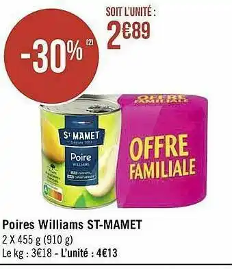 Géant Casino Poires Williams St-mamet offre