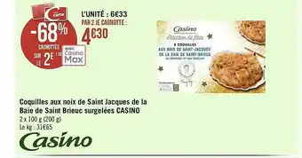 Géant Casino Coquilles Aux Noix De Saint Jacques De La Baie De Saint Brieuc Surgelées Casino offre