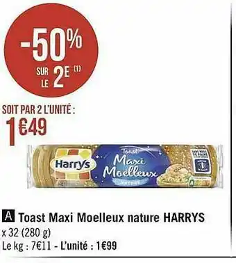 Toast Maxi Moelleux Nature Harrys