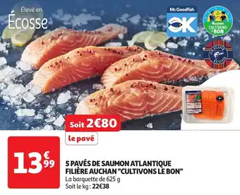 Auchan 5 pavés de saumon atlantique filière auchan cultivons le bon offre