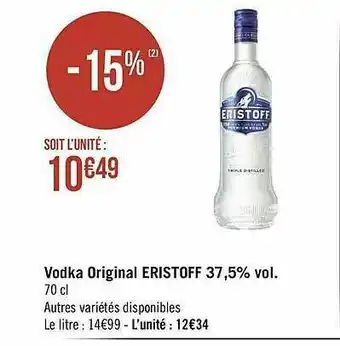 Géant Casino Vodka Original Eristoff 37,5% Vol. offre