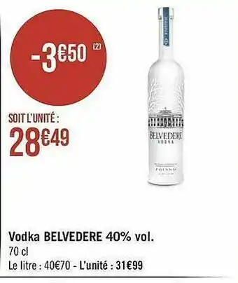 Géant Casino Vodka Belvédère 40% Vol. offre