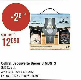Géant Casino Coffret Découverte Bières 3 Monts 8.5% Vol. offre