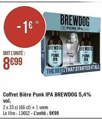 Géant Casino Coffret Bière Punk Ipa Brewdog 5,4% Vol. offre