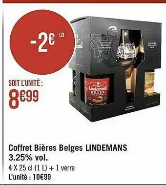 Géant Casino Coffret Bières Belges Lindemans 3.25% Vol. offre