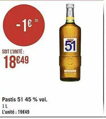 Géant Casino Pastis 51 45% Vol. offre