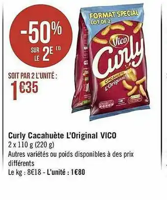 Géant Casino Curly Cacahuète L'original Vico offre