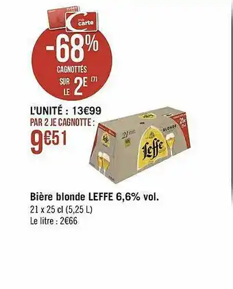 Géant Casino Bière Blonde Leffe 6.6% Vol. offre