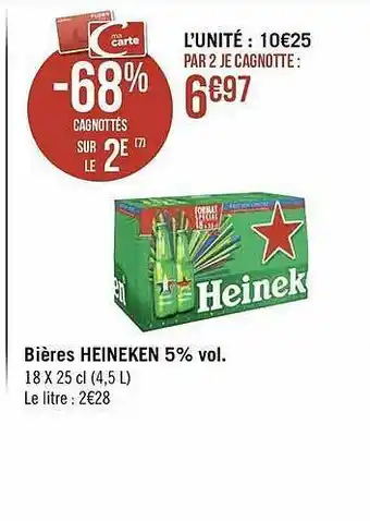 Géant Casino Bières Heineken 5% Vol. offre