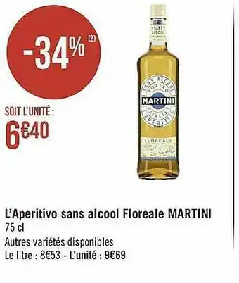 Géant Casino L'apéritivo Sans Alcool Floreale Martini offre