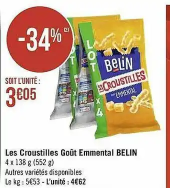 Géant Casino Les Croustilles Goût Emmental Belin offre
