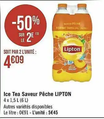 Géant Casino Ice Tea Saveur Pêche Lipton offre
