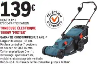 E.Leclerc Jardi Tondeuse électrique 1900w foxter offre