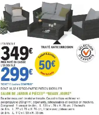 E.Leclerc Jardi Salon de jardin 4 pièces beaux jours offre