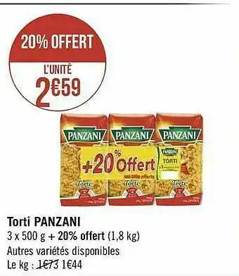 Géant Casino Torti Panzani offre