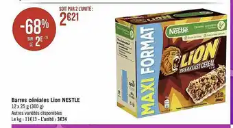 Géant Casino Barres Céréales Lion Nestlé offre