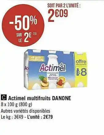 Géant Casino Actimel Multifruits Danone offre