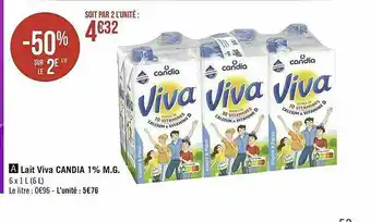 Géant Casino Lait Viva Candia 1% M.g. offre
