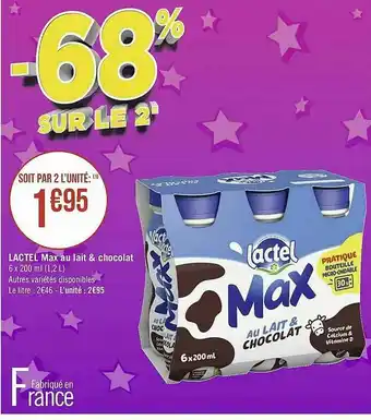 Géant Casino Lactel Max Au Lait & Chocolat offre