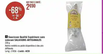 Saucisson Qualité Supérieure Sans Colorant Salaisons Artisanales
