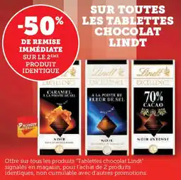 Hyper U Sur toutes les tablettes chocolat lindt offre