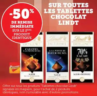 Hyper U Sur toutes les tablettes chocolat lindt offre