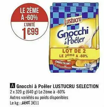 Géant Casino Gnocchi à Poêler Lustucru Sélection offre
