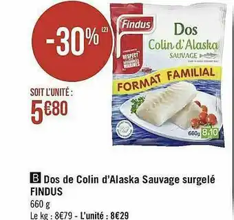 Géant Casino Dos De Colin D'alaska Sauvage Surgelé Findus offre