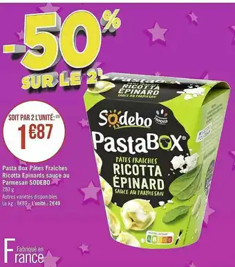 Pasta Box Pâtes Fraîches Ricotta épinards Sauce Au Parmesan Sodebo