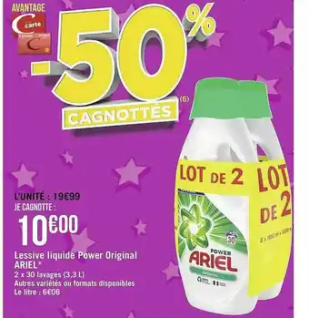 Géant Casino Lessive Liquide Power Original Ariel offre
