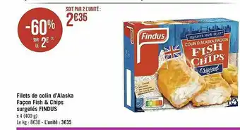 Géant Casino Filets De Colin D'alaska Façon Fish & Chips Surgelés Findus offre