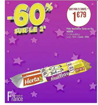 Géant Casino Pâte Feuilleté Tarte En Or Herta offre