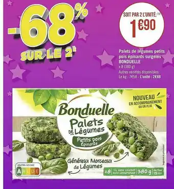 Géant Casino Palets De Légumes Petits Pois épinards Surgelés Bonduelle offre