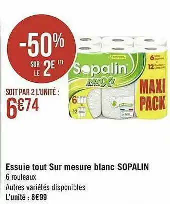 Géant Casino Essuie-tout Sur Mesure Blanc Sopalin offre