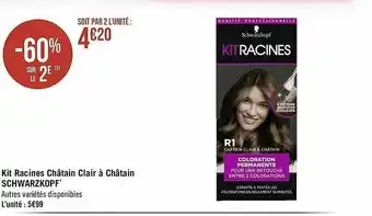 Géant Casino Kit Racines Châtain Clair à Châtain Schwarzkopf offre