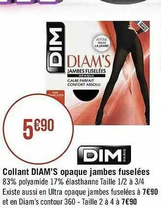 Géant Casino Collant Diam's Opaque Jambes Fuselées offre