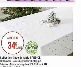 Géant Casino Collection Linge De Table Candice Sincère offre