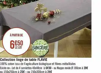 Géant Casino Collection Linge De Table Flavie Sincère offre