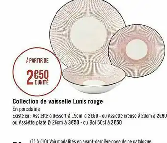 Géant Casino Collection De Vaisselle Lunis Rouge offre