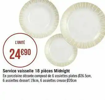 Géant Casino Service Vaisselle 18 Pièces Midnight offre