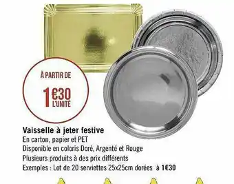 Géant Casino Vaisselle à Jeter Festive offre