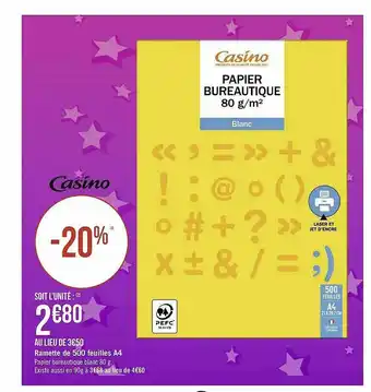 Géant Casino Ramette De 500 Feuilles A4 offre