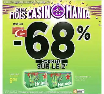 Géant Casino Bières Heineken 5% Vol. offre